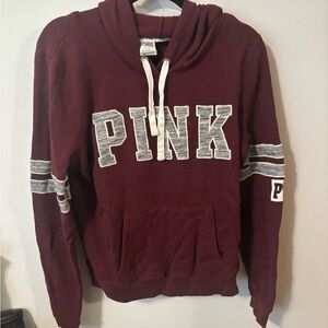 Victoria's Secret PINK Burgundy Hoodie with White Drawstrings